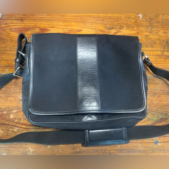 Black Coach Canvas Messenger Satchel - Picture 1 of 5